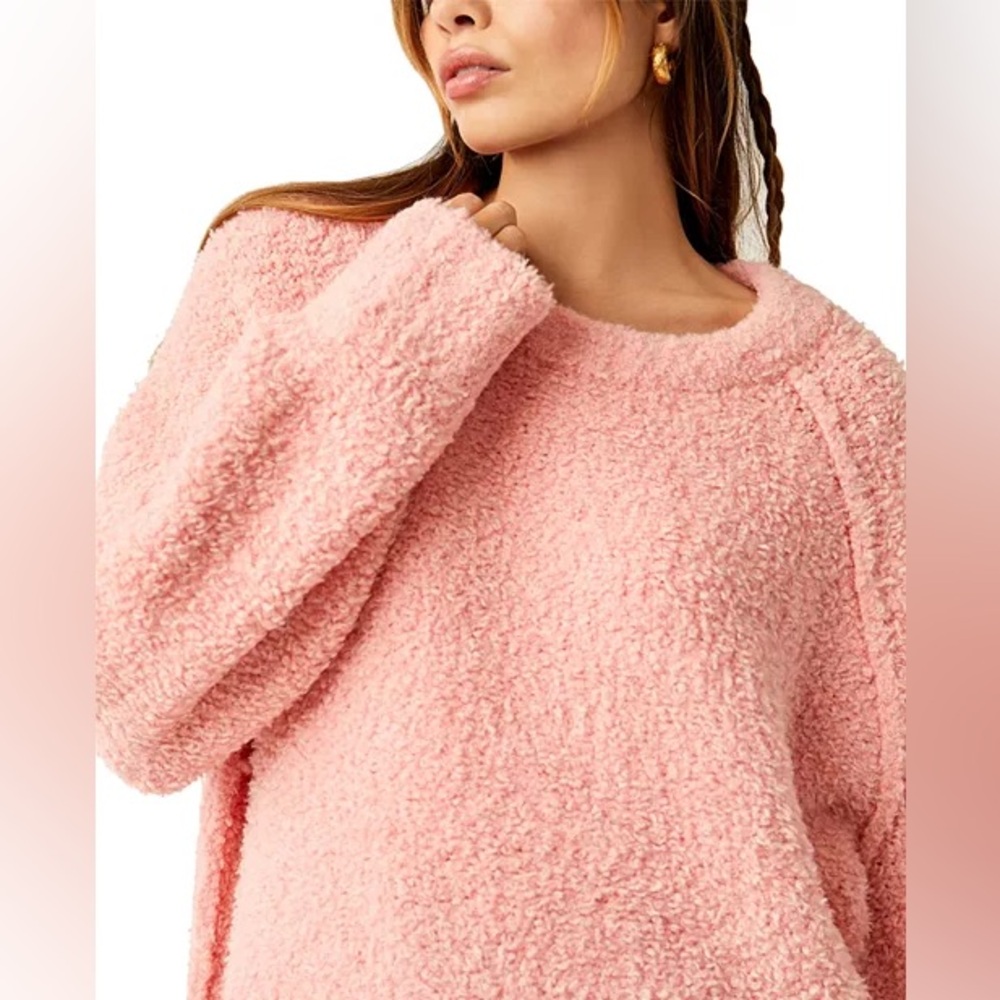 NWOT Free People Teddy Sweater Tunic In Pale Rosette Women’s Medium - Picture 2 of 12